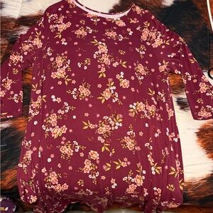 Time and Tru Burgundy Floral Blouse